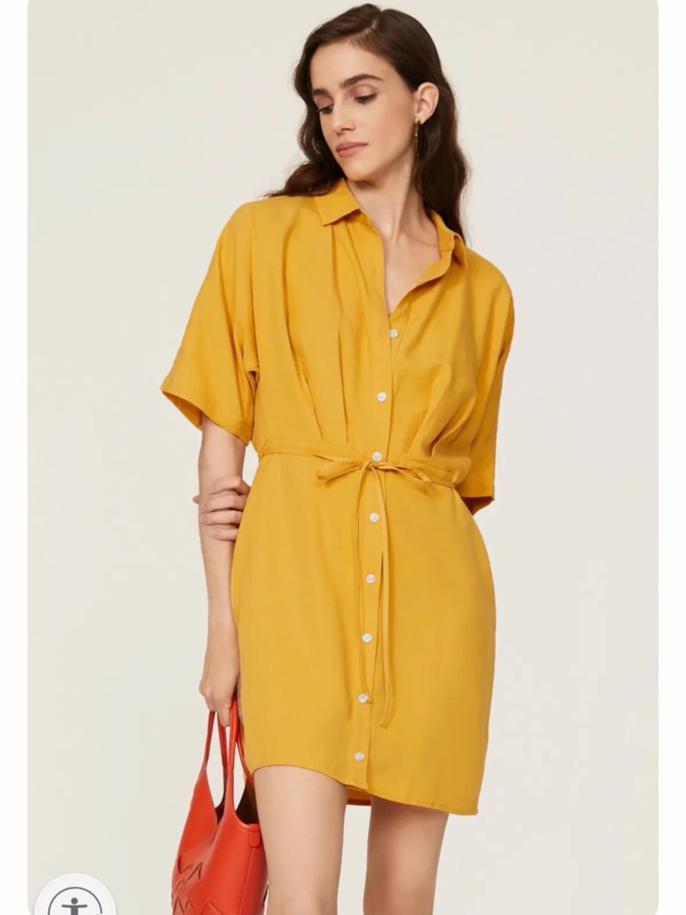 Thakoon Yellow Tie-waist Shirt Dress